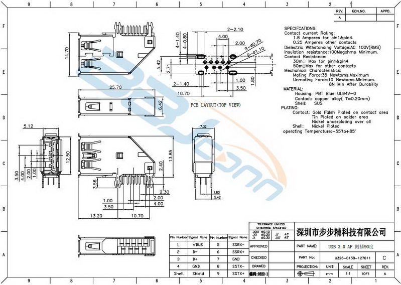 USB 3.0接插件